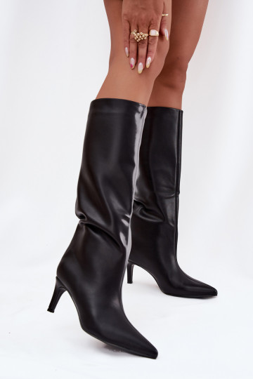 bottes pour femmes Un modèle convaincant réchauffer avec des talons fins couleur noire Olivienne 2