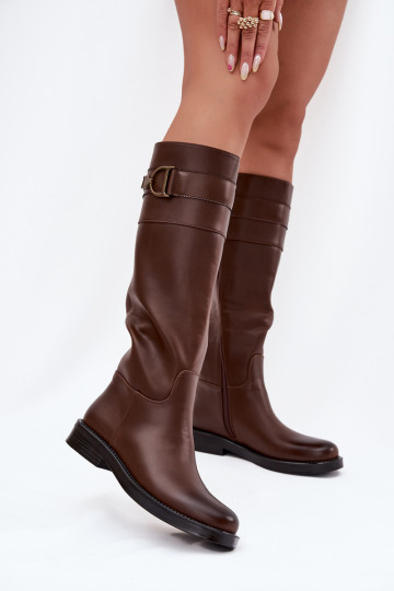 bottes pour femmes avec des talons larges Avec des décorations Detalem marron Arvessa 2