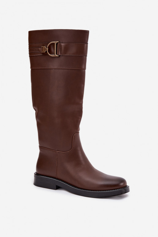 bottes pour femmes avec des talons larges Avec des décorations Detalem marron Arvessa bottes pour femmes avec des talons larges Avec des décorations Detalem marron Arvessa