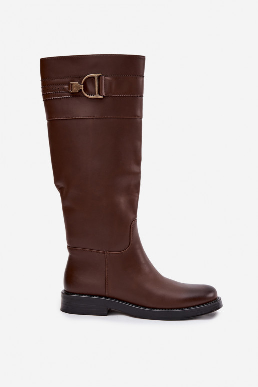 bottes pour femmes avec des talons larges Avec des décorations Detalem marron Arvessa bottes pour femmes avec des talons larges Avec des décorations Detalem marron Arvessa