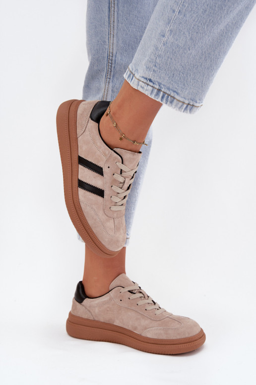en daim Chaussures modèle baskets Féminin avec une plateforme beige Elivienne