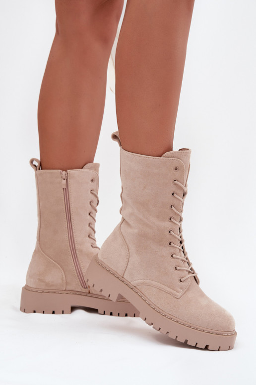 Arbeitsstiefeletten Feminin sich Zuarm laufen Beige Es mussrvielle