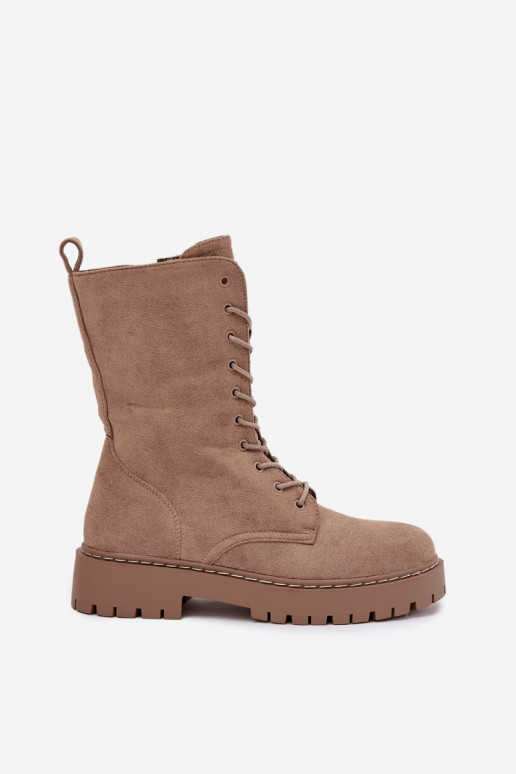 Enkellaarsjes voor Inerknemers Dames opInarmen kaki kleuren Het heeftrvielle