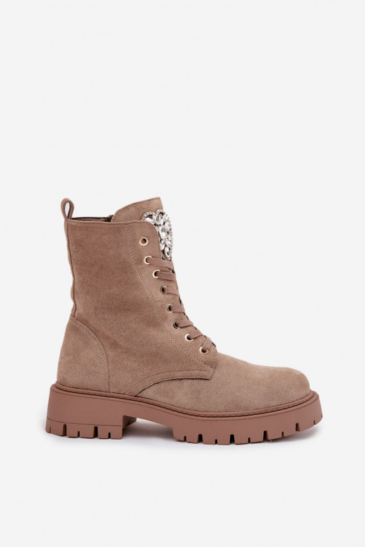 Bottines de travail Féminin aux yeux brillants Activé Języku beige Rosira