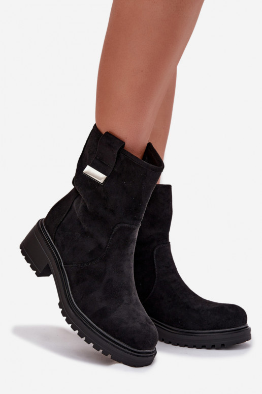 réchauffer Bottes pour femmes Sur un talon bas couleur noire Mirellea