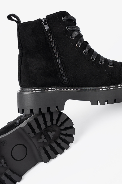 couleur noire lacé chaussures z błyszczącym cœurm