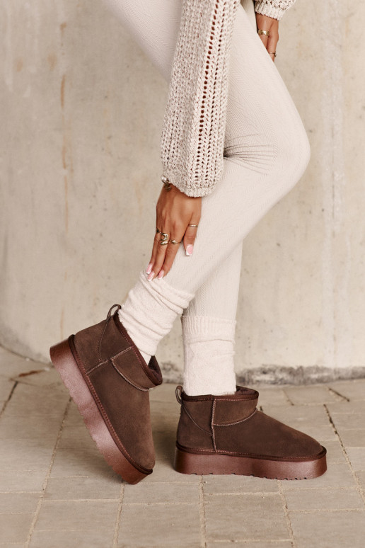 À la mode en daim Faible Bottes de neige marron Nucca À la mode en daim Faible Bottes de neige marron Nucca