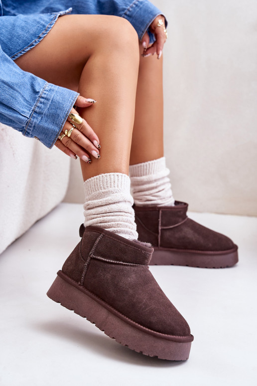 À la mode en daim Faible Bottes de neige marron Nucca À la mode en daim Faible Bottes de neige marron Nucca