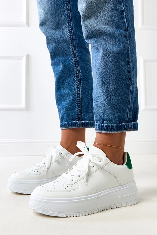 Witte sportschoenen met plateau en... Witte sportschoenen met plateau en...