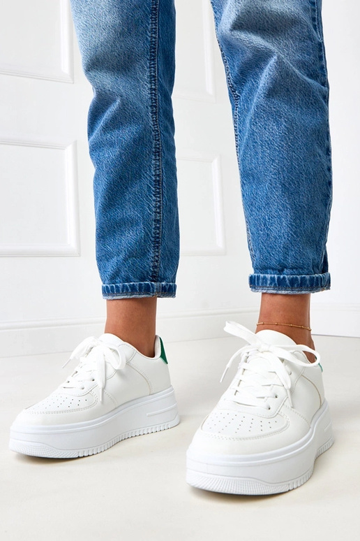 Witte sportschoenen met plateau en... Witte sportschoenen met plateau en...