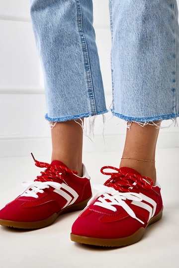 Rote Volleyball-Sneaker im Tennisstil aus Netzstoff mit weißem Einsatz Malkan