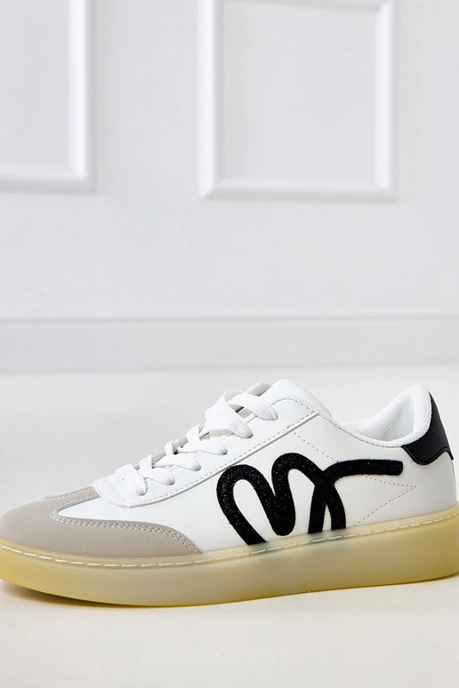 Witte sportschoenen met plateau en... Witte sportschoenen met plateau en...