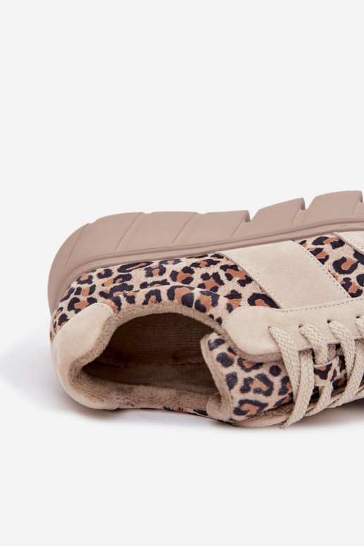 van suède opInarmen Sneakers model schoenen Dames met platform Vinceza 66841 met luipaardbontpatronen beige van suède opInarmen Sneakers model schoenen Dames met platform Vinceza 66841 met luipaardbontpatronen beige