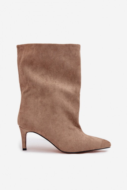Un modèle convaincant Bottes pour femmes avec des talons fins beige Solvienne