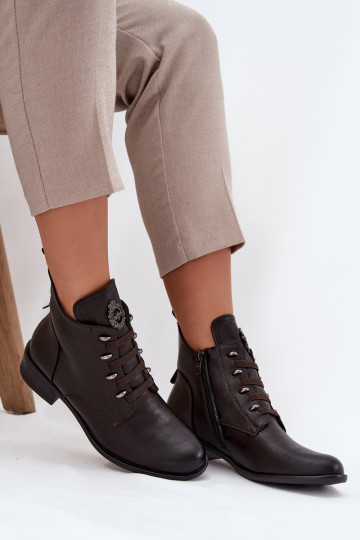 Laag Laarzen opInarmen Opar het kasteel met ornamenten bruine kleur Nevalia