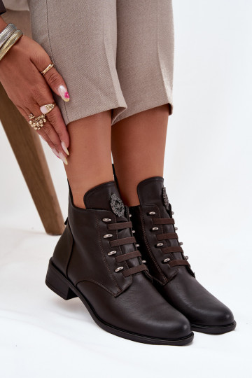 Bottines chaudes marron à talons bas avec ornements Nevalia 2
