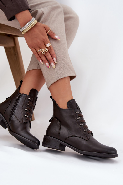 Laag Laarzen opInarmen Opar het kasteel met ornamenten bruine kleur Nevalia