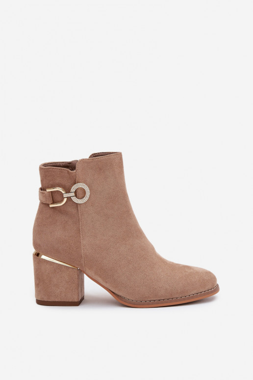 réchauffer Bottes pour femmes Ze couleur doréemi Detalami avec des talons beige Dorisse