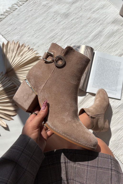 sich Zuarm laufen Damenstiefel Ze goldene Farbemi Detalami mit Absätzen Beige Dorisse