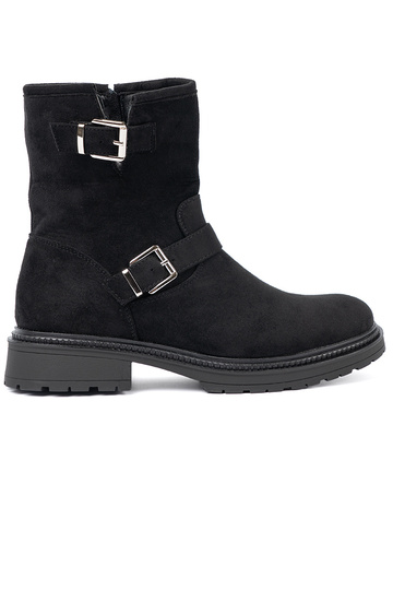 NoÀoczesne couleur noire chaussures ze argentmi klamrami 2