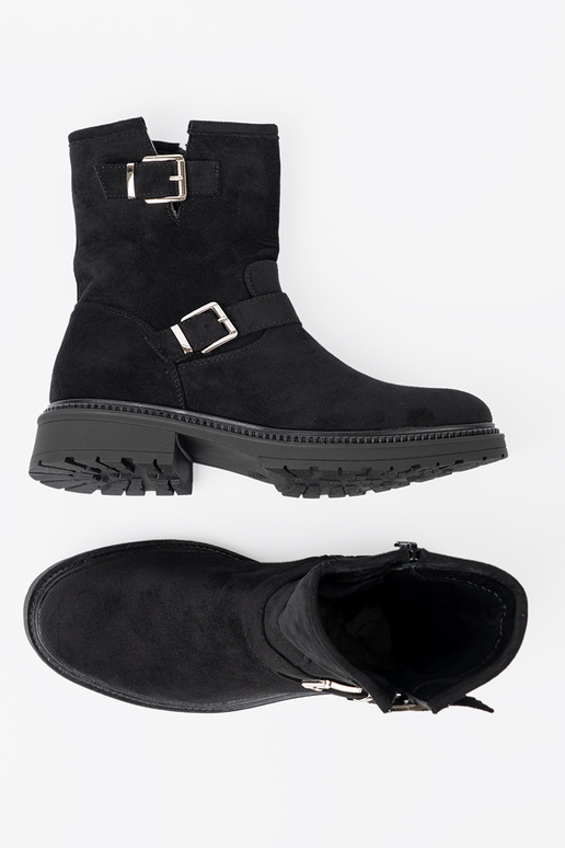 NoZuoczesne schZuarze Farbe Schuhe ze Silbermi klamrami