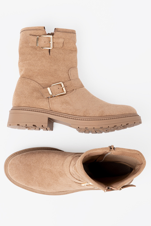 karamel kleuren laarzen z ozdobnymi goudenmi klamrami