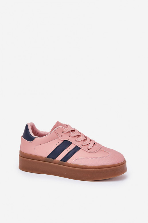 Sneakers Stilvollllschuhe Feminin mit einer Plattform aus Öko-Leder pinke Farbe Ediriella Sneakers Stilvollllschuhe Feminin mit einer Plattform aus Öko-Leder pinke Farbe Ediriella