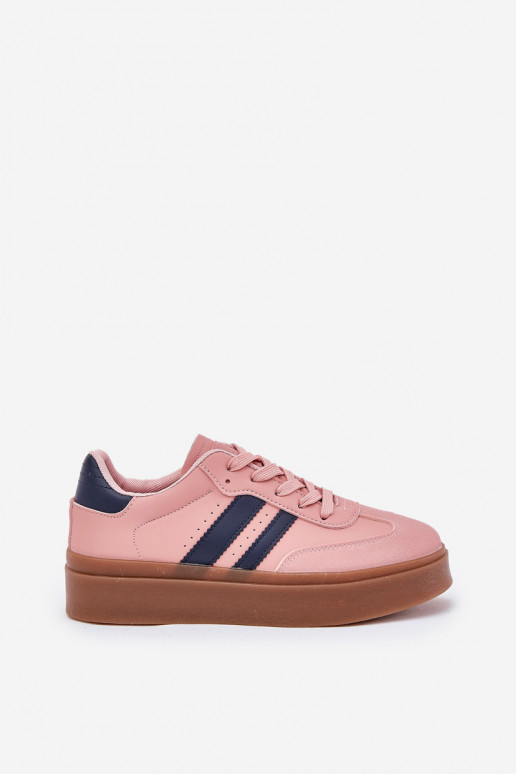 Sneakers Stilvollllschuhe Feminin mit einer Plattform aus Öko-Leder pinke Farbe Ediriella Sneakers Stilvollllschuhe Feminin mit einer Plattform aus Öko-Leder pinke Farbe Ediriella