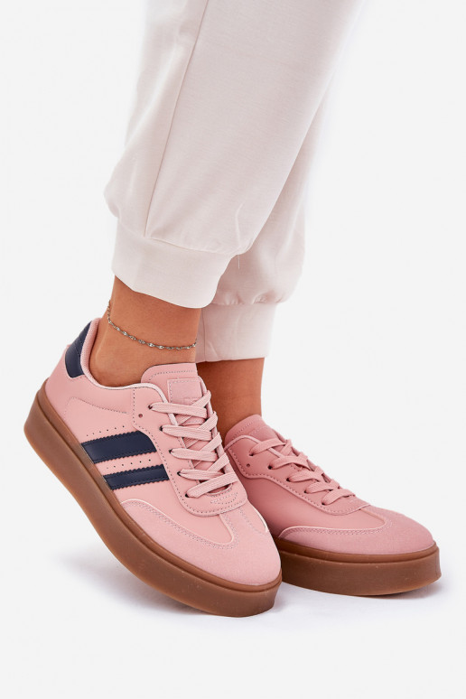 Sneakers Stilvollllschuhe Feminin mit einer Plattform aus Öko-Leder pinke Farbe Ediriella Sneakers Stilvollllschuhe Feminin mit einer Plattform aus Öko-Leder pinke Farbe Ediriella
