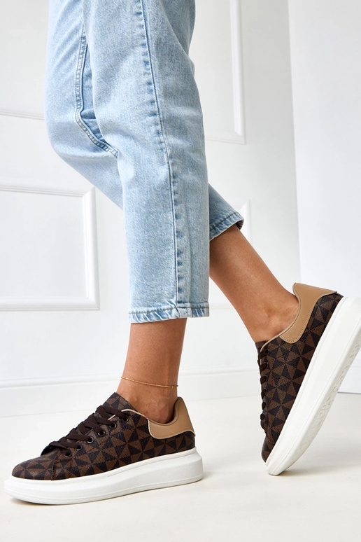 Bruine sneakers met platform en... Bruine sneakers met platform en...