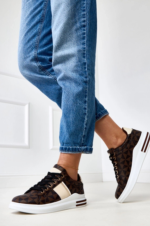 Bruine sneakers met platform en... Bruine sneakers met platform en...