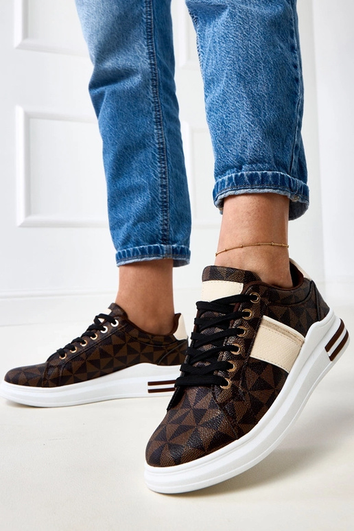 Bruine sneakers met platform en... Bruine sneakers met platform en...
