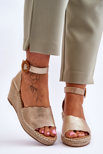 Leer Platform sandalen Comfort Shoe gouden kleur Verola