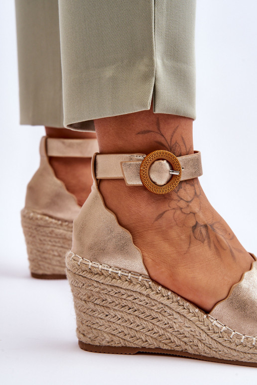 Leer Platform sandalen Comfort Shoe gouden kleur Verola Leer Platform sandalen Comfort Shoe gouden kleur Verola