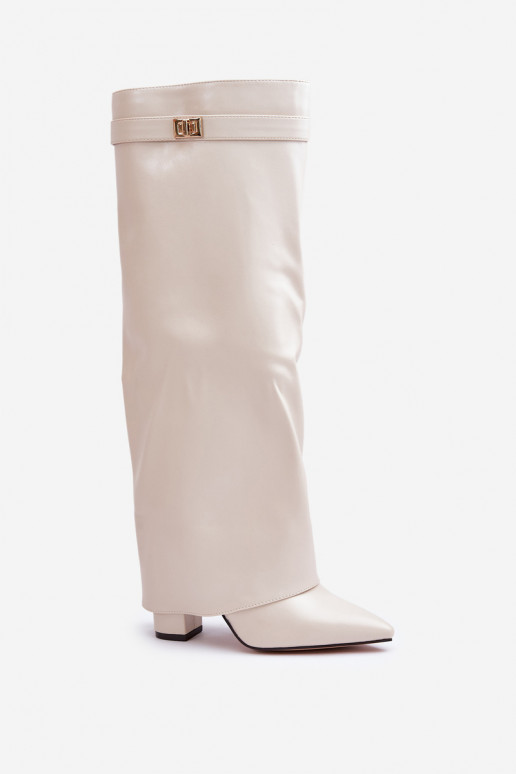 bottes pour femmes Eko PeauDANSyÀiniętą CholeÀką avec des talons couleur ivoire Avamora