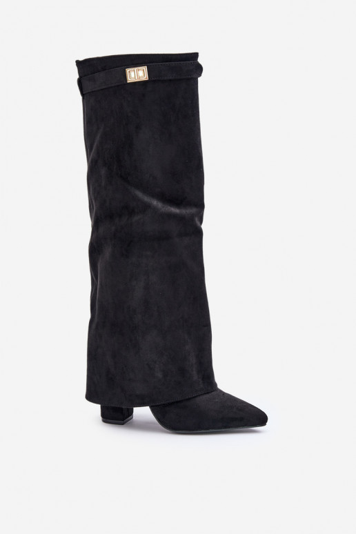 bottes pour femmes en daim écologiqueoÀeDANSyÀiniętą CholeÀką avec des talons couleur noire Bralise bottes pour femmes en daim écologiqueoÀeDANSyÀiniętą CholeÀką avec des talons couleur noire Bralise