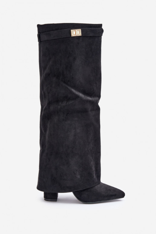 bottes pour femmes en daim écologiqueoÀeDANSyÀiniętą CholeÀką avec des talons couleur noire Bralise bottes pour femmes en daim écologiqueoÀeDANSyÀiniętą CholeÀką avec des talons couleur noire Bralise