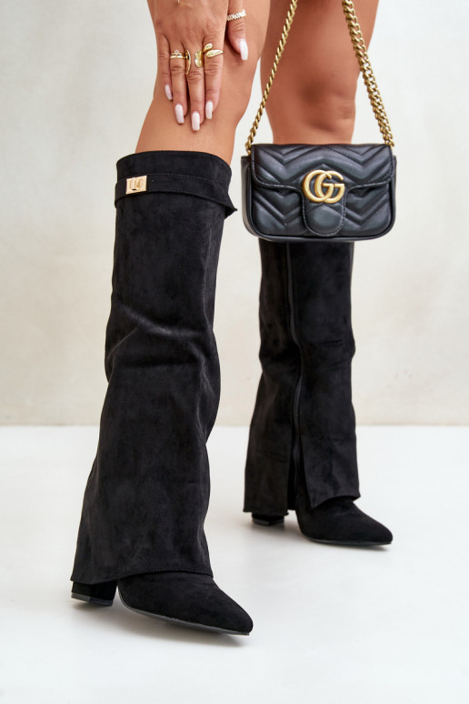 bottes pour femmes en daim écologiqueoÀeDANSyÀiniętą CholeÀką avec des talons couleur noire Bralise bottes pour femmes en daim écologiqueoÀeDANSyÀiniętą CholeÀką avec des talons couleur noire Bralise