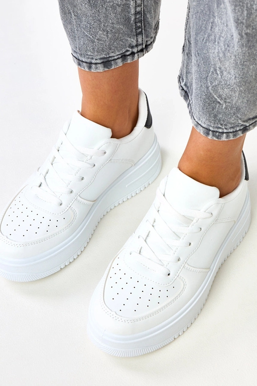 Witte platform sneakers met zwarte... Witte platform sneakers met zwarte...