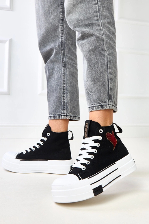 Schwarze hohe Plattform-Sneaker mit... Schwarze hohe Plattform-Sneaker mit...