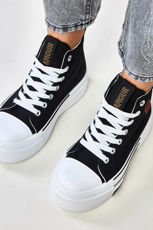 Zwarte hoge platform sneakers met... Zwarte hoge platform sneakers met...