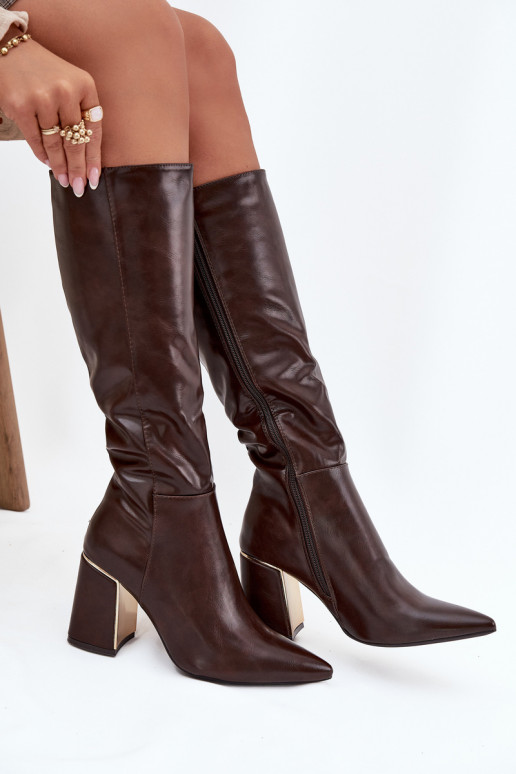 bottes pour femmes avec des talons Ze couleur doréem Élément CzekoladoÀe Alessine bottes pour femmes avec des talons Ze couleur doréem Élément CzekoladoÀe Alessine