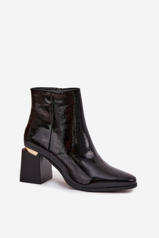 avec effet vernis réchauffer Bottes pour femmes en cuir écologique couleur noire Brivelle