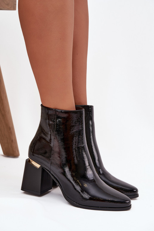 avec effet vernis réchauffer Bottes pour femmes en cuir écologique couleur noire Brivelle