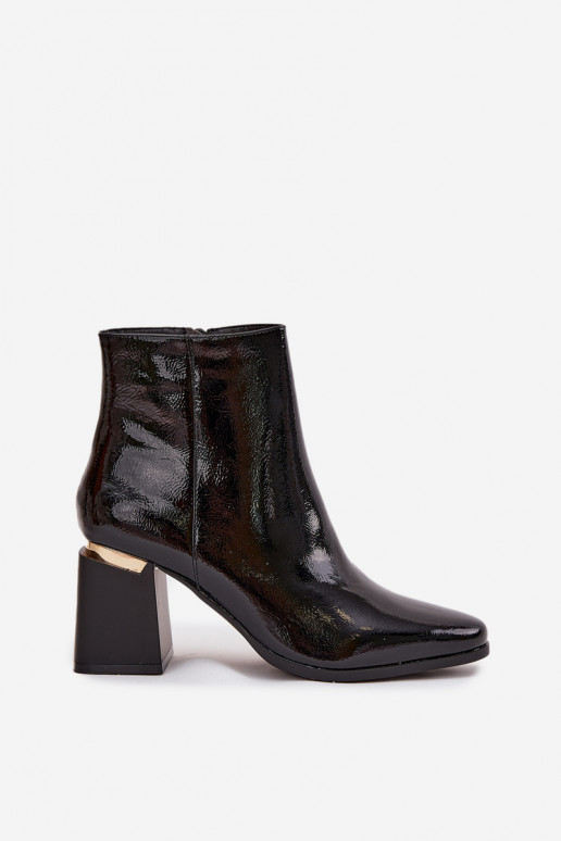 avec effet vernis réchauffer Bottes pour femmes en cuir écologique couleur noire Brivelle
