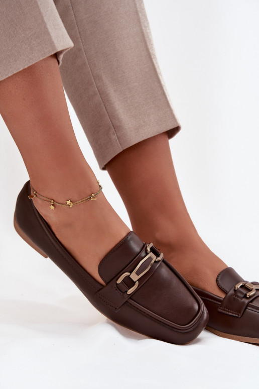 schoenen Mocassins Dames met ornamenten bruine kleur Priscelle