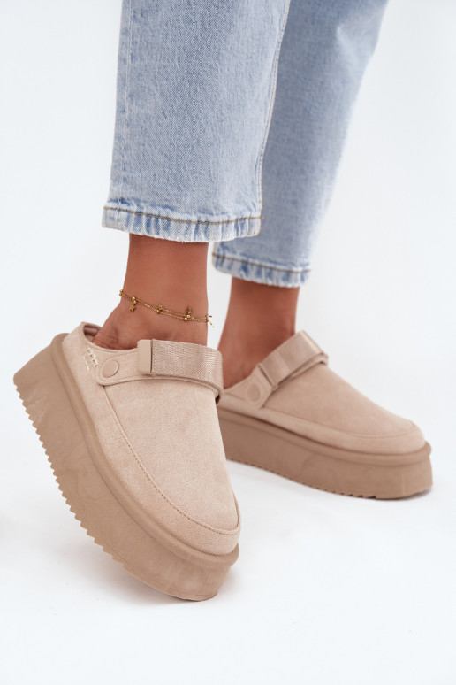 Bottes de neige Féminin avec une plateformeavec fermoir adhésifem couleur ivoire Jorielle