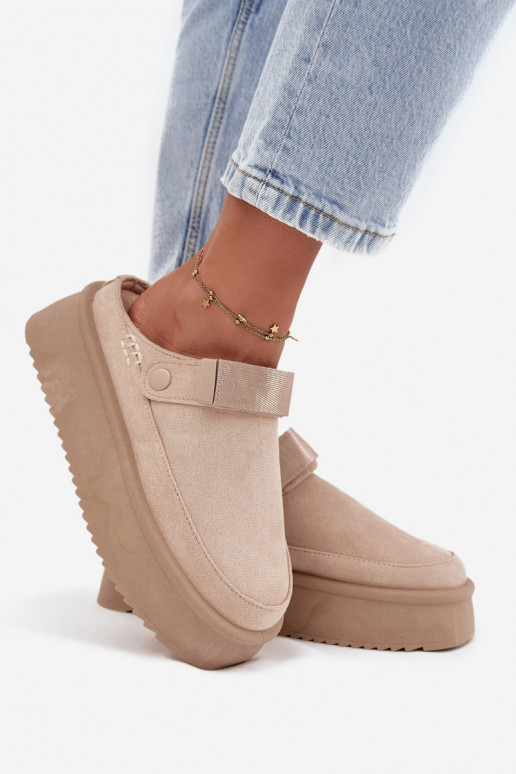 Schneestiefel Feminin mit einer Plattformmit Klebeverschlussem elfenbeinfarbe Jorielle