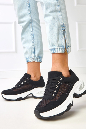 Schwarze Sneakers auf Plattform mit Zirkonia "Inga"