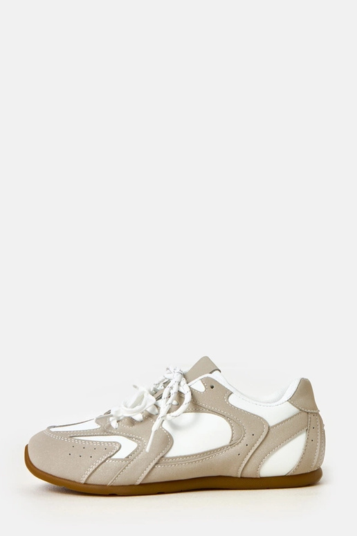 Weiße-beige Sportschuhe mit doppelten...